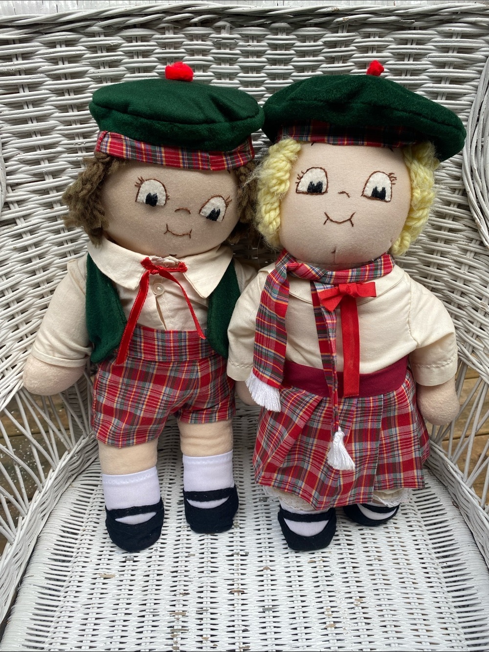 Vintage Campbell Soup Kid Cloth Dolls Scottish Tartan Outfits
Complete from Kit